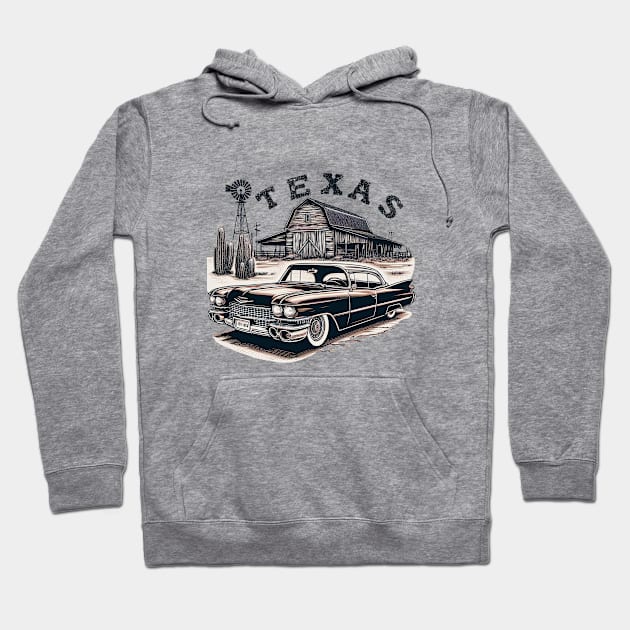 Vintage Cadillac in Texas: Retro T-Shirt with Lone Star Charm and Nostalgic Appeal! Hoodie by Fusion Lab